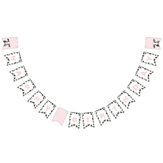 ホーリーカウファースト誕生日ピンクプライド牛プリント バンティングフラッグ (全)