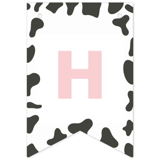 ホーリーカウファースト誕生日ピンクプライド牛プリント バンティングフラッグ (第2の旗)