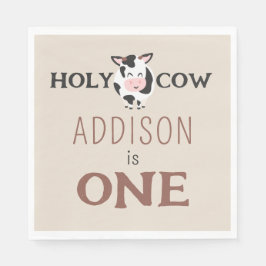 ホーリーカウファースト誕生日ファームアニマルパーティー スタンダードランチョンナプキン