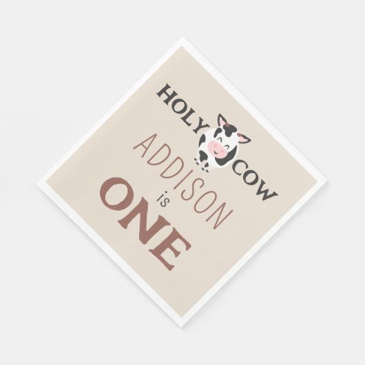 ホーリーカウファースト誕生日ファームアニマルパーティー スタンダードランチョンナプキン (角)