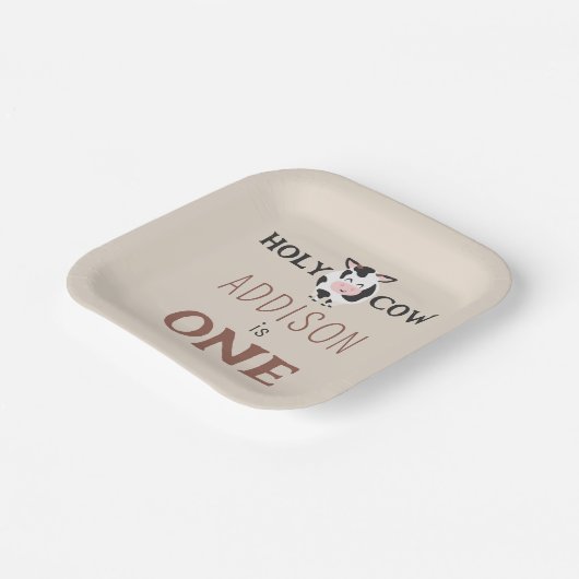 ホーリーカウファースト誕生日ファームアニマルパーティー ペーパープレート (傾斜あり)