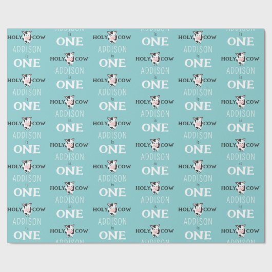 ホーリーカウファースト誕生日ファームアニマルパーティー ラッピングペーパー (フラット)