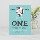 ホーリーカウファースト誕生日ファームアニマルパーティー 招待状 (スタンド正面)