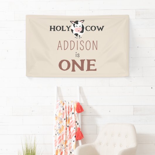 ホーリーカウファースト誕生日ファームアニマルパーティー 横断幕 (インサイチュ)
