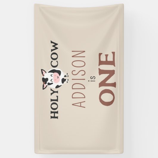 ホーリーカウファースト誕生日ファームアニマルパーティー 横断幕 (縦)