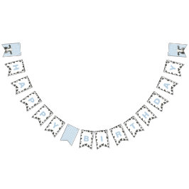 ホーリーカウファースト誕生日ブループライド牛プリント バンティングフラッグ