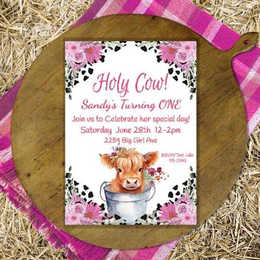 ホーリーカウファースト誕生日招待状 招待状