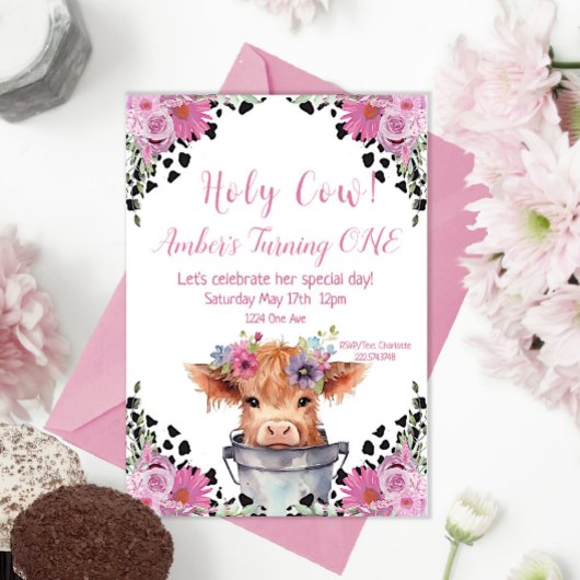 ホーリーカウファースト誕生日招待状 招待状