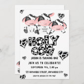 ホーリーカウファースト誕生日招待状 招待状 (正面/裏面)