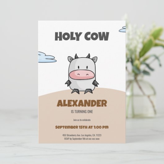 ホーリーカウファースト誕生日漫画パーティー 招待状 (スタンド正面)