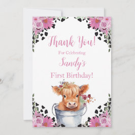 ホーリーカウファースト誕生日、ありがとう サンキューカード