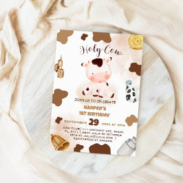 ホーリーカウファームアニマル1ST誕生日招待状 招待状