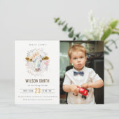 ホーリーカウファームキッズフォトナイザーエイジ誕生日招待状 サンキューカード (スタンド正面)