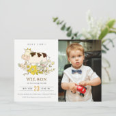 ホーリーカウファームフォトキッズニーエイジ誕生日招待状 サンキューカード (スタンド正面)