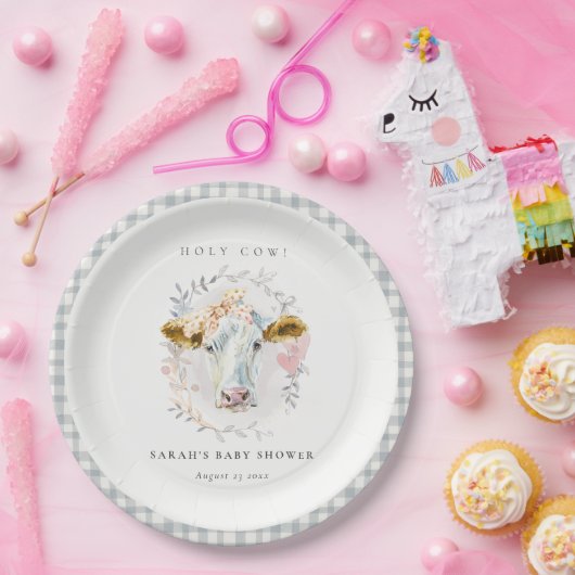 ホーリーカウファームフローラリースプレイドベビーシャワー ペーパープレート (パーティー)
