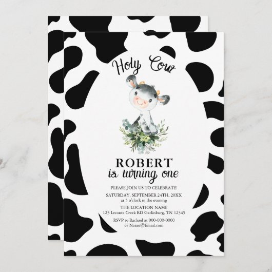 ホーリーカウファーム1st誕生日招待状 招待状 (正面/裏面)
