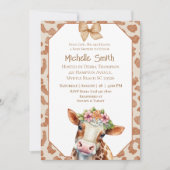 ホーリーカウブラウンフローラベイビーシャワー招待状 招待状 (正面)