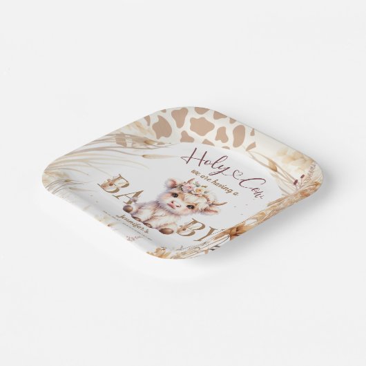ホーリーカウベビーシャワーボホ男女兼用 ペーパープレート (傾斜あり)