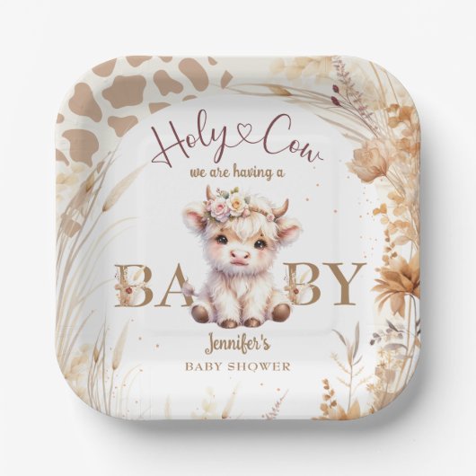 ホーリーカウベビーシャワーボホ男女兼用 ペーパープレート (正面)