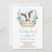 ホーリーカウベビーシャワーボーイ招待状 招待状 (正面)