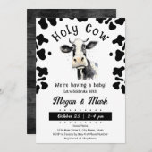 ホーリーカウベビーシャワー水カラー招待状 招待状 (正面/裏面)