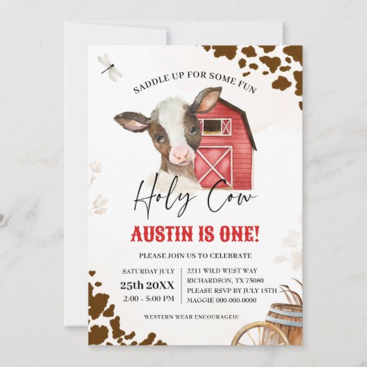 ホーリーカウボーイファーストロデオファーム誕生日 招待状 (正面)