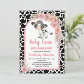ホーリーカウボーホベイビーシャワーピンクファームガールフローラ 招待状 (スタンド正面)