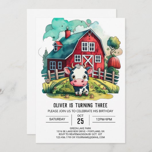 ホーリーカウワンダーランド誕生日 招待状 (正面/裏面)