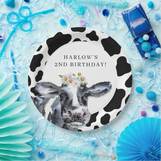 ホーリーカウーデイジーカントリーファーム誕生日 ペーパープレート (パーティー)