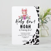 ホーリーカウー子供の誕生日パーティの招待状テンプレート 招待状 (スタンド正面)