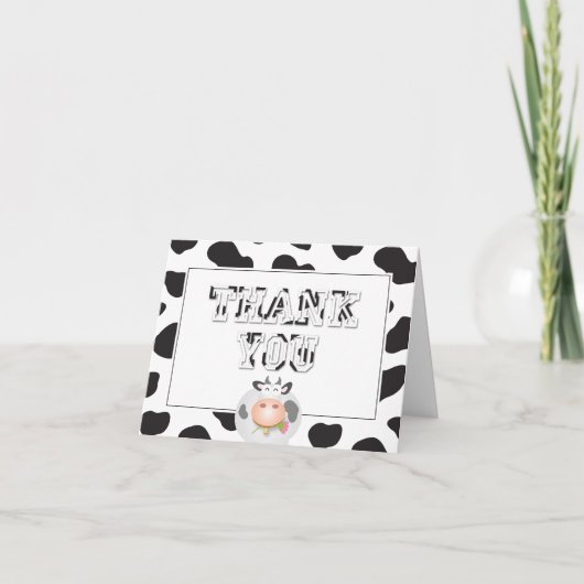 ホーリーカウー誕生日カウープリントタイポグラフィ サンキューカード (正面)