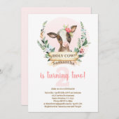 ホーリーカウー誕生日ガール招待状 招待状 (正面/裏面)