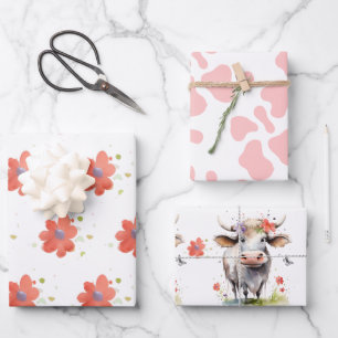 ホーリーカウー誕生日ガール ラッピングペーパーシート