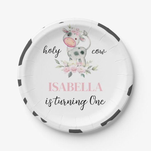 ホーリーカウー誕生日 ペーパープレート (正面)