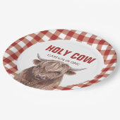 ホーリーカウ 私は1歳 赤いチェック柄の誕生日 ペーパープレート (アングル)
