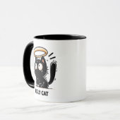 ホーリーキャット – キュートな黒猫ハローおもしろマグカップ マグカップ (正面左)