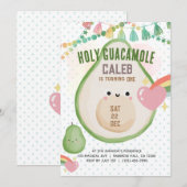 ホーリーグアカモレフィエスタ アボカド 1歳の誕生日パーティー 招待状 (正面/裏面)