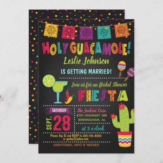 ホーリーグアカモールフィエスタブライダルシャワー招待状 招待状 (正面/裏面)