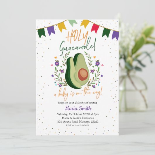 ホーリーグアカモールメキシコベビーシャワー招待状 招待状 (スタンド正面)