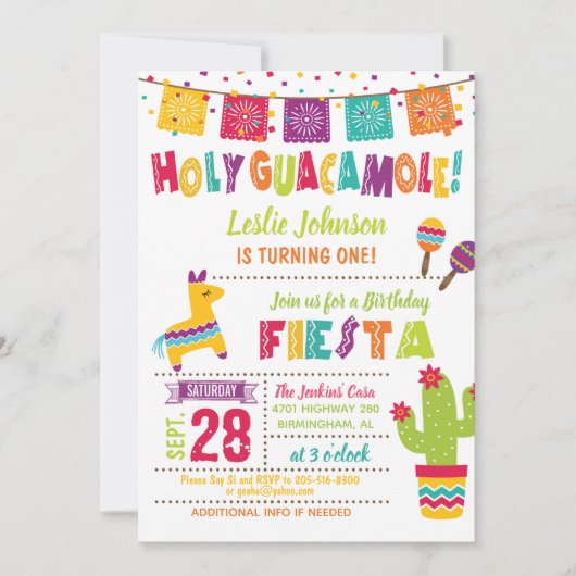 ホーリーグアカモール誕生日フィエスタ招待状- Kid W 招待状 (正面)