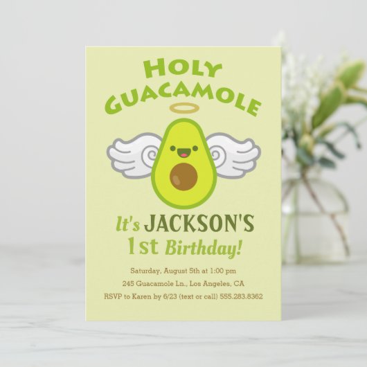 ホーリーグアカモール-かわいい少年の誕生日パーティー 招待状 (スタンド正面)