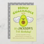 ホーリーグアカモール-かわいい少年の誕生日パーティー 招待状 (正面/裏面)
