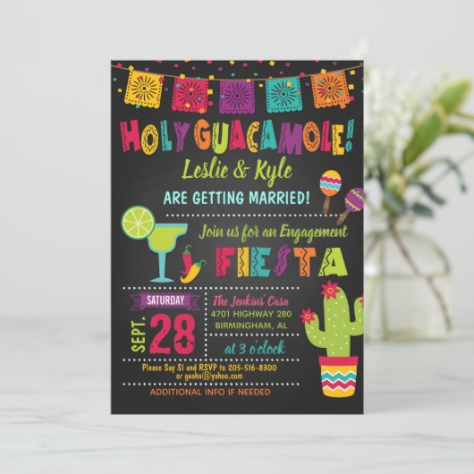 ホーリーグアカモーレフィエスタエンゲージメントシャワー招待状 招待状 (スタンド正面)