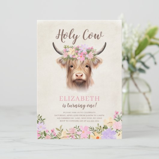 ホーリーコかわいらしウ1歳の誕生日パーティの招待状 招待状 (スタンド正面)