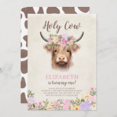 ホーリーコかわいらしウ1歳の誕生日パーティの招待状 招待状 (正面/裏面)