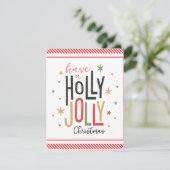 ホーリージョリークリスマス（あなたの写真を追加） キャンディーケーン シーズンカード (スタンド正面)