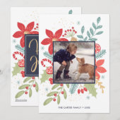 ホーリージョリークリスマス フラワーデザイン | フォトホリデーカード シーズンカード (正面/裏面)