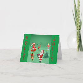 ホーリージョリーサンタとエルフのクリスマスカード カード