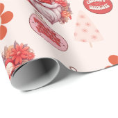 ホーリージョリーサンタバイブス ピンクレトロホリデー ラッピングペーパー (ロールコーナー)