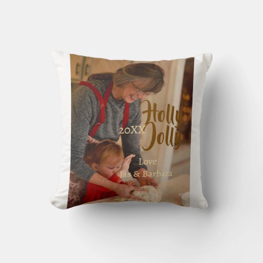 ホーリージョリー家族の休暇写真 ベージュ 年 ナボホ クッション (正面)